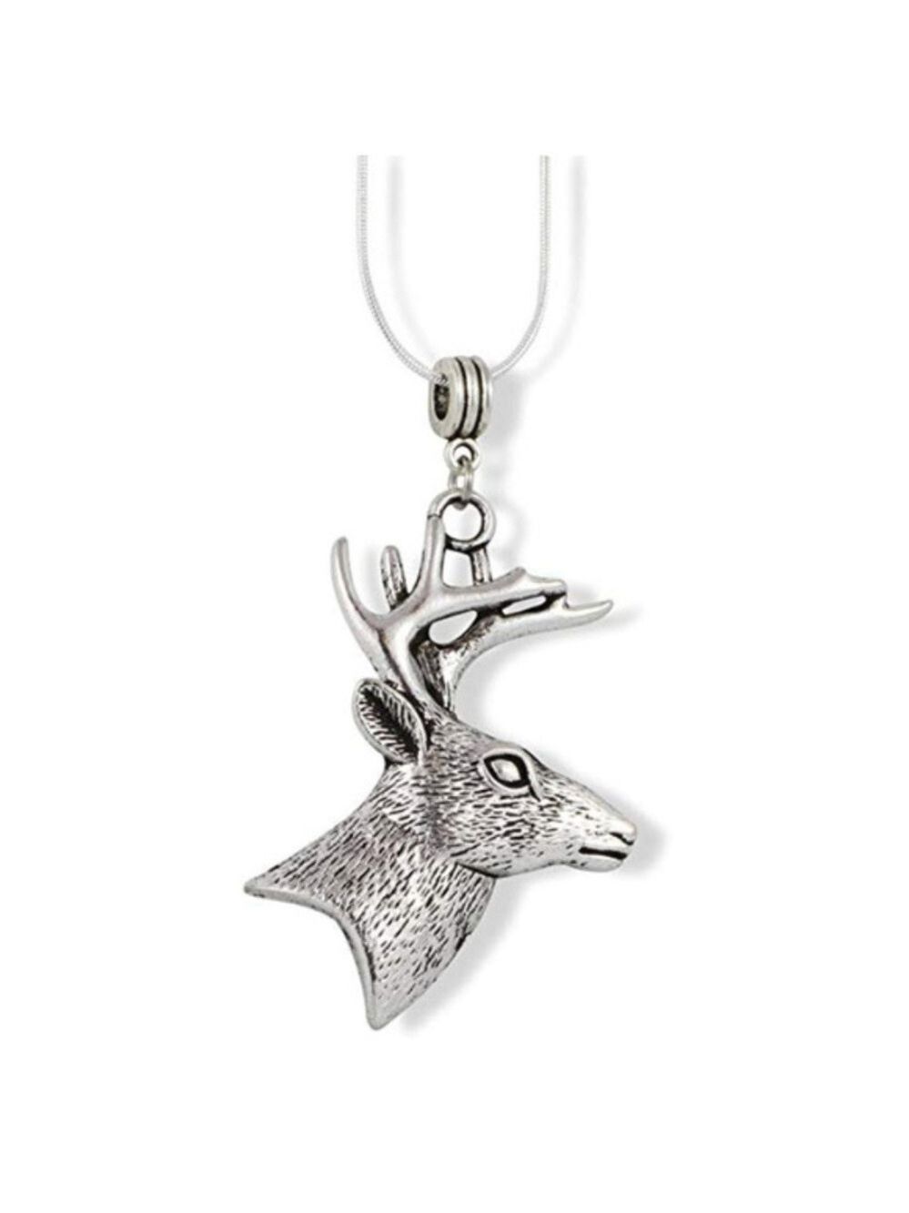 Whitetail Deer Head with Antlers necklace